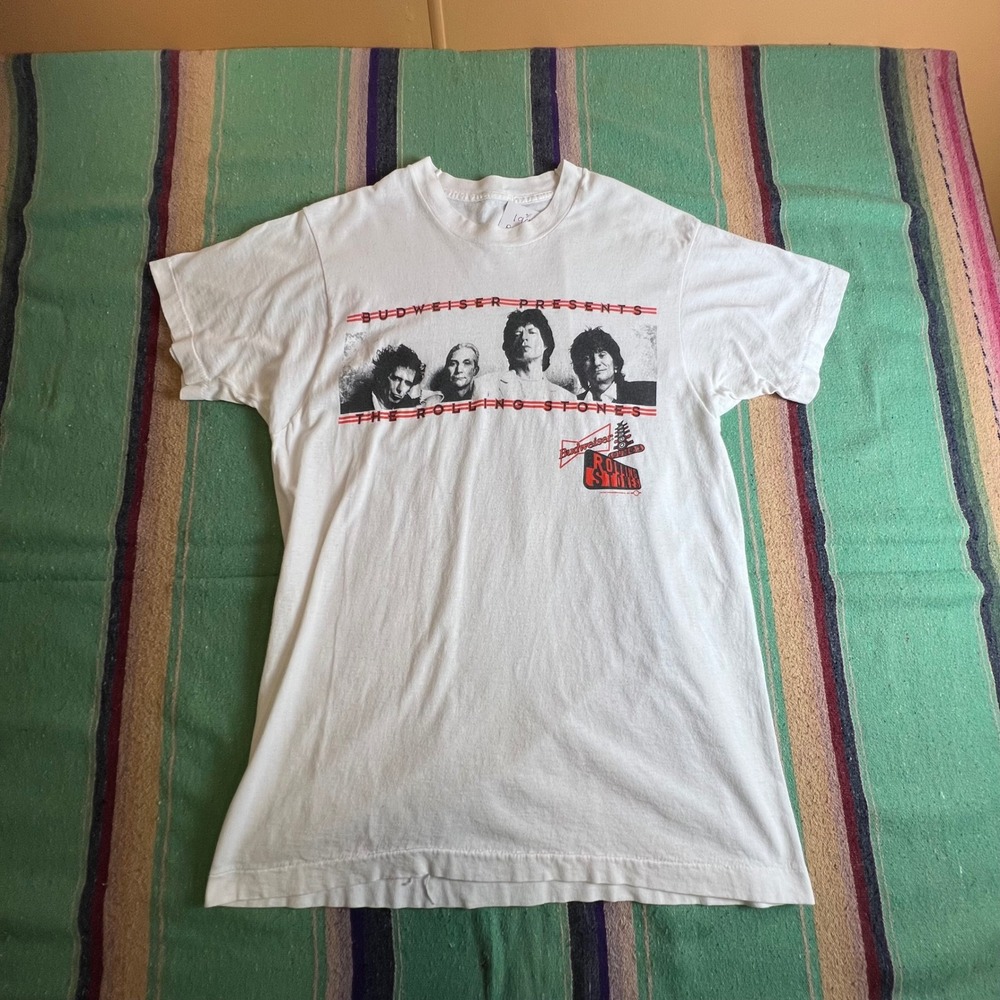 Rolling Stones T Shirt Mens L White 1994 Voodoo Lounge Budweiser Vintage 90s Tee